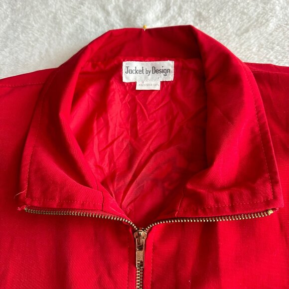 Vintage 90s Jacket by Design Rodeo Western Red Appliquéd Horses Shoulder Pads - Picture 3 of 6